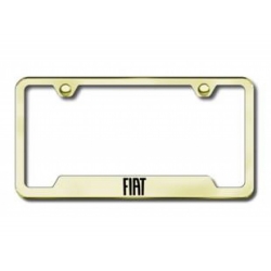 FIAT 500 License Plate Frame (w/ Cut Outs for Tags) - Gold Finish w/ FIAT Logo